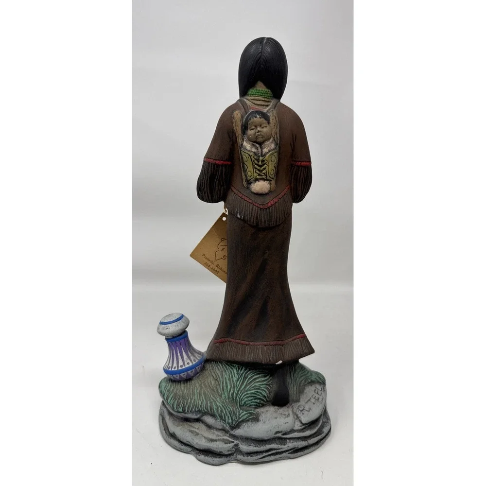 Vintage Handcrafted Native American Woman Figurine Ceramic Rance Teel's Creation